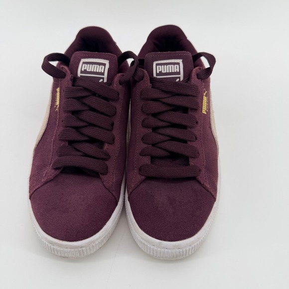 Puma Shoes - Puma Suede Leather Classic Burgundy Wine Purple Womens Sneakers 355462 40 Size 8